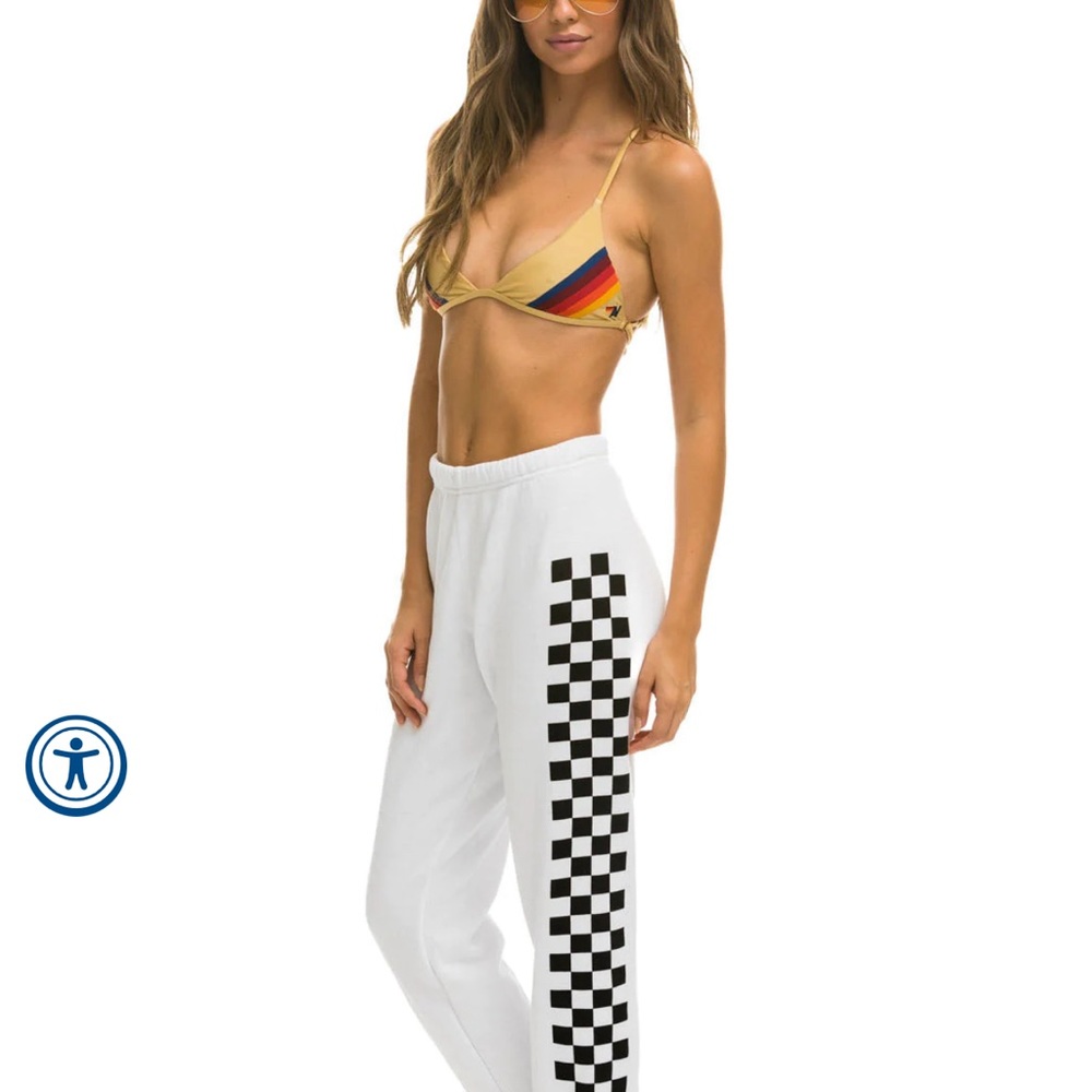 CHECK LEG SWEATPANTS - WHITE
